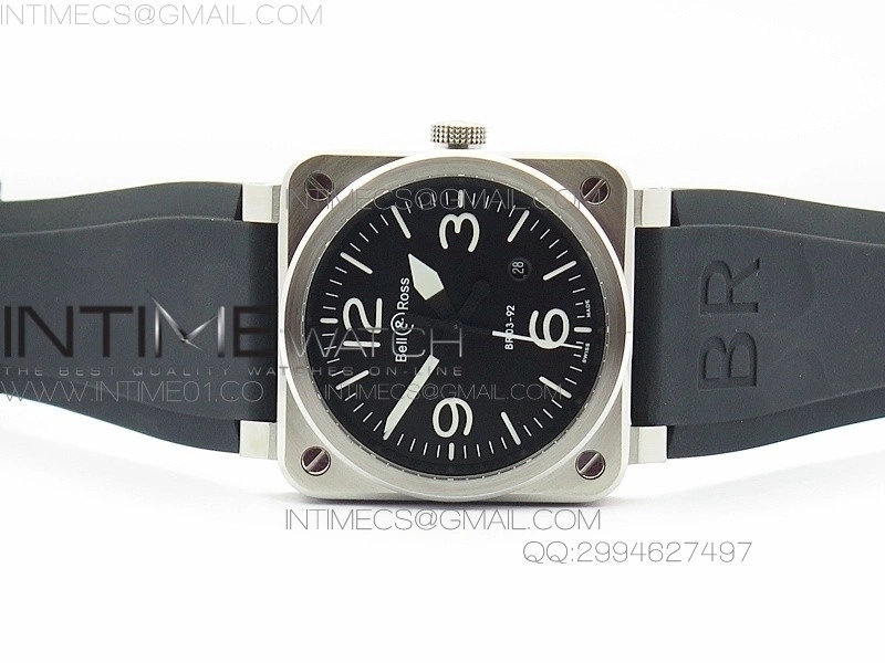 BR 03-92 SS Case V3 Black Dial 42.5mm on Rubber Strap MIYOTA 9015